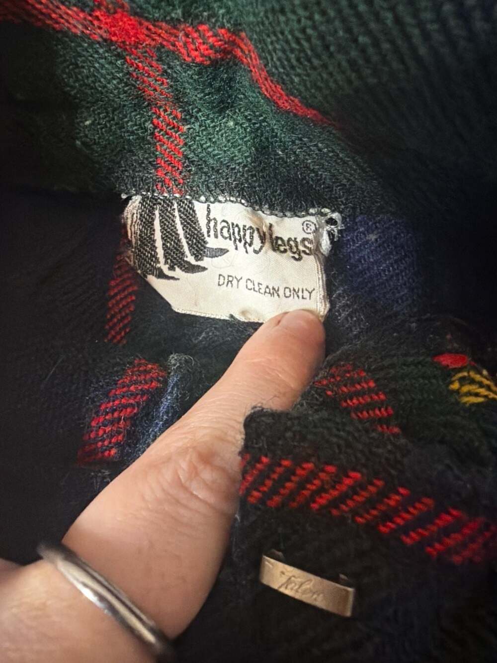 Vintage Happy Legs Plaid Flare Trousers, High-Waisted Tartan Pants, Size XS